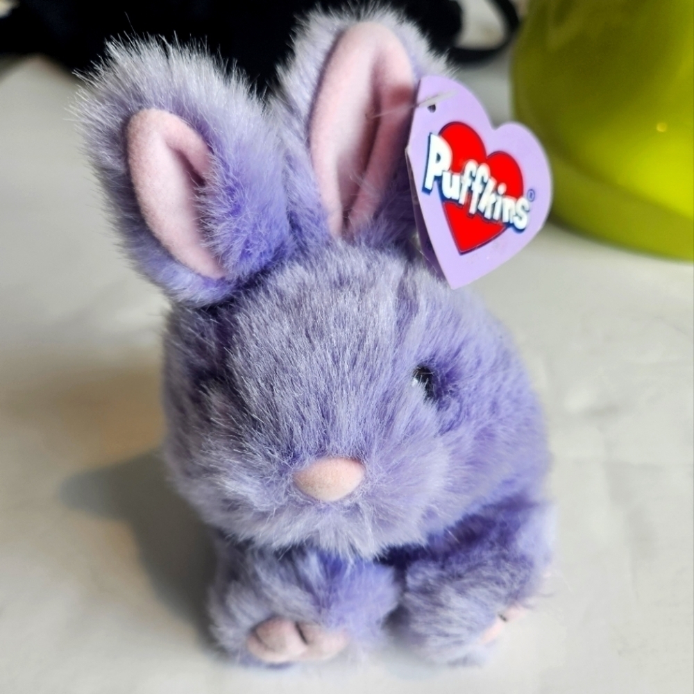 NWT Vintage Puffkins 1998 Bumber Purple Bunny Limited Edition Plush Toy